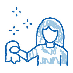 Woman Cleaning doodle icon hand drawn illustration