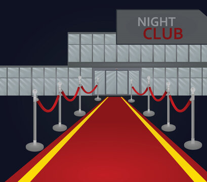 Red carpet to night club. vector