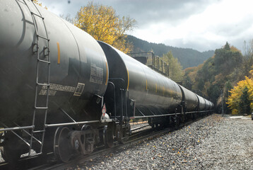 Fototapeta na wymiar Petroleum tankers on rail.