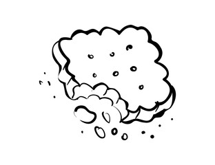Square cracker or biscuit vector sketch icon