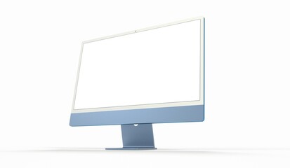 Computer display with blank white screen 3d