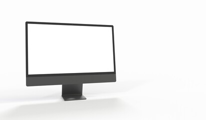Computer display with blank white screen 3d