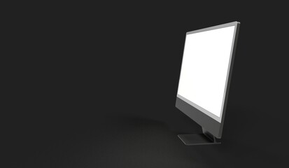 Computer display with blank white screen 3d