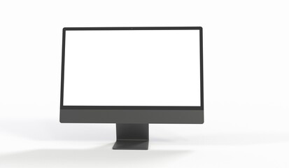 Computer display with blank white screen 3d