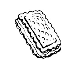 Waffle or biscuit vector sketch icon