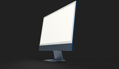 Computer display with blank white screen 3d