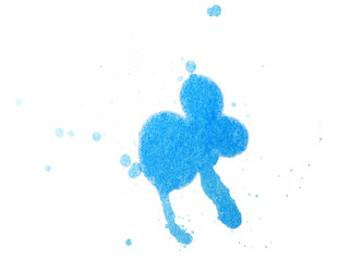 Watercolor stains paint drops blue on paper
