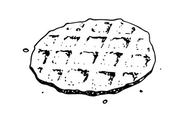 Waffle or biscuit vector sketch icon