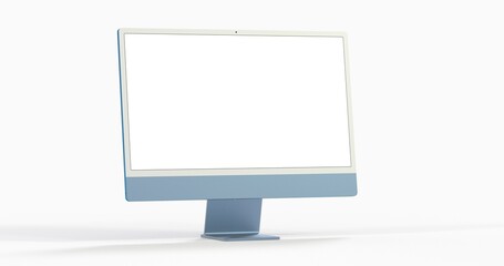 Realistic flat screen computer monitor 3de style mockup with blank screen isolated 3d