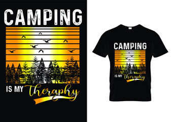 camping is my therapy t shirt design - Mountain adventure - Campers tee- holiday quotes and sayings.