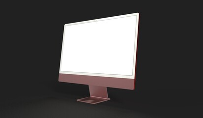 Fototapeta premium Realistic flat screen computer monitor 3de style mockup with blank screen isolated 3d
