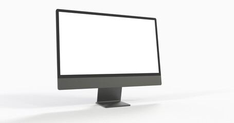 Realistic flat screen computer monitor 3de style mockup with blank screen isolated 3d