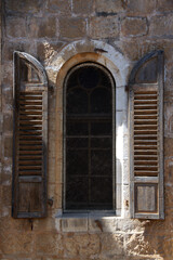 Fototapeta na wymiar Interesting old window in Jerusalem in Israel 