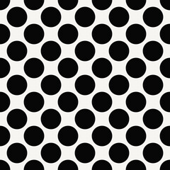 Black polka dots pattern. Seamless and same vector circles ornament.