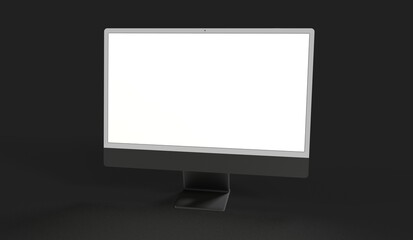 Realistic flat screen computer monitor 3de style mockup with blank screen isolated 3d