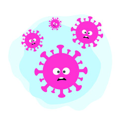 A group of scared and surprised viruses. Drawn character corona virus covid-19 virus. World pandemic