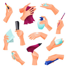 Body care and beauty, hand icons set