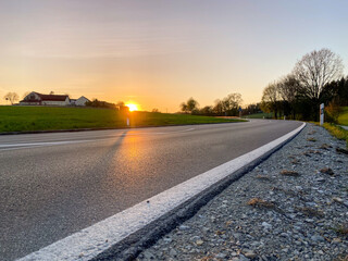 Road to Bavarian Sunset in close up view