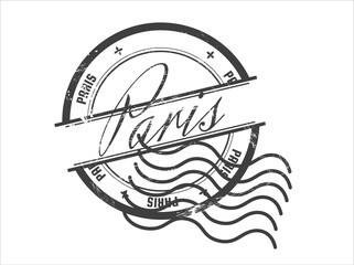 stamp paris in line isolated on a white background. seal, stamp, print with the inscription paris
