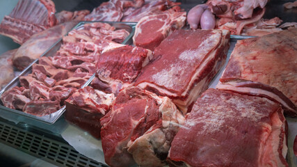 Butcher hallal, close-up on fresh meat