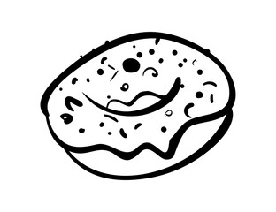 Donut hand drawn doodle icon. Vector sketch illustration of sweet bagel or doughnut, isolated on white background