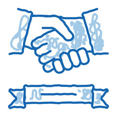 business handshake deal doodle icon hand drawn illustration