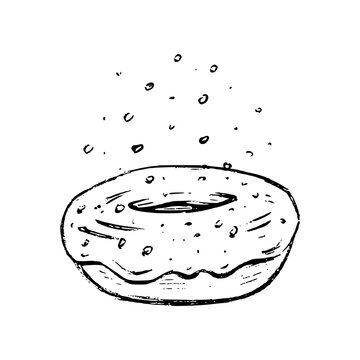 recommend clip art: Donut hand drawn doodle icon. Vector sketch illustration of sweet bagel or doughnut