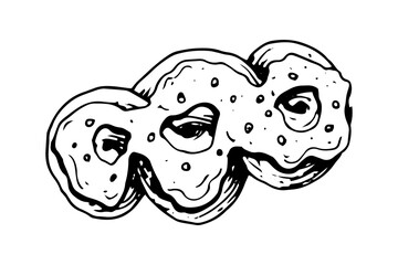 Cookie hand drawn doodle icon. Vector sketch illustration of sweet pastry, isolated on white background