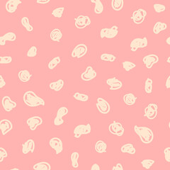 Vector Abstract seamless pattern with beige stains. Pink background. Ideal for prints, greetings, textile, wrapping paper, cover design.