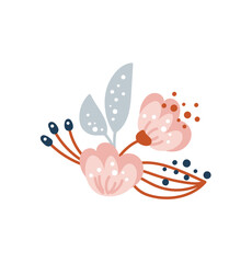 Summer vector wildflowers illustration bouquet. Scandinavian Branch of bluebell flower spring isolated on white background. Meadow herb. Hand drawn doodle ink sketch. Color design