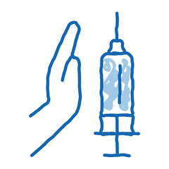 injection of syringe in hand doodle icon hand drawn illustration