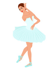 Ballerina in a pale blue tutu dress