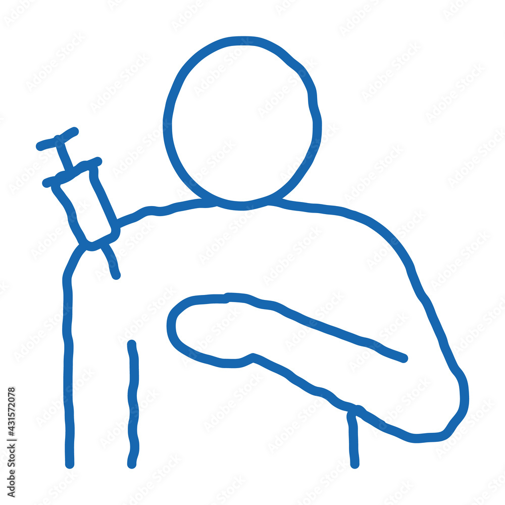 Sticker injection in shoulder icon vector outline illustration