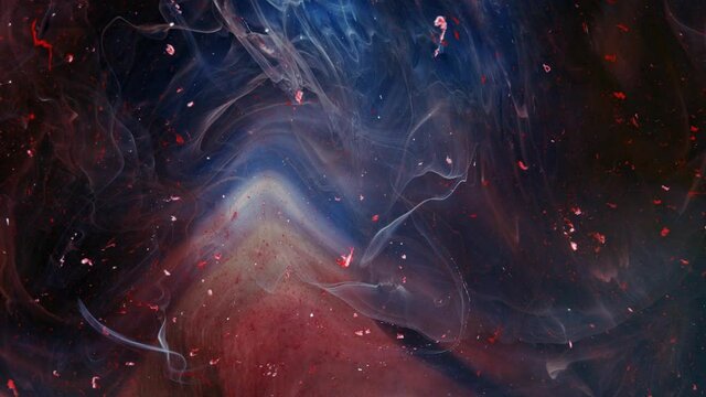 Abstract Grunge Color Ink Paint Spread Explosion Narrowing Space Explosion Background. Detailed background movement with blue, red, white rainbow colors.