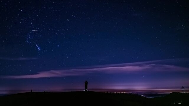 Time lapse of the starry sky at night in Feldberg (Black Forest), Germany