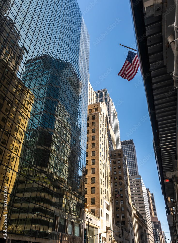 Poster american flag in the city