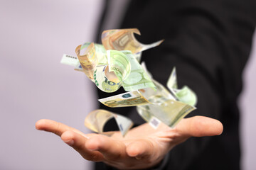 cashflow euro banknote bill in hand