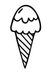 Ice cream outline isolated on white background.