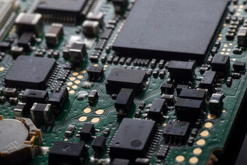micro chips on integrated circuit board