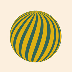 Sphere with stripes. Circle with colored wavy lines for printing, applique, decoration, design. Geometric abstraction. Vector graphics.