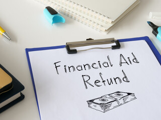 Financial aid refundt is shown on the photo using the text