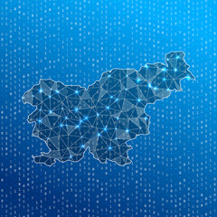 Network map of Slovenia. Country digital connections map. Technology, internet, network, telecommunication concept. Vector illustration.