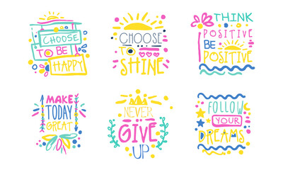 Hand Written Inspirational and Motivational Quotes Vector Set