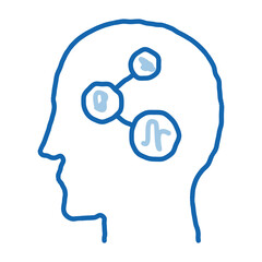 programmed brain doodle icon hand drawn illustration