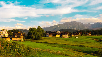 Panorama na Tatry z malowniczej wsi Murzasichle  Zakopane