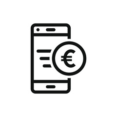 Euro currency sign with a mobile phone. Fast money transfer icon concept isolated on white background. Vector