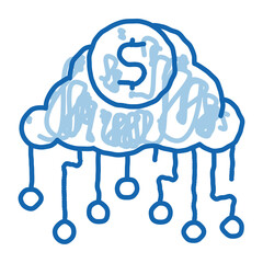 cash cloud doodle icon hand drawn illustration