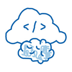 brain cloud separation doodle icon hand drawn illustration