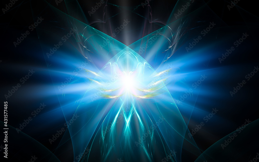 Fototapete abstract illustration computer render background image fantastic star with rays for web design and g