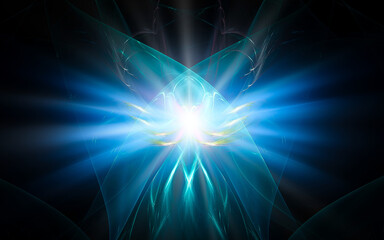 abstract illustration computer render background image fantastic star with rays for web design and graphics